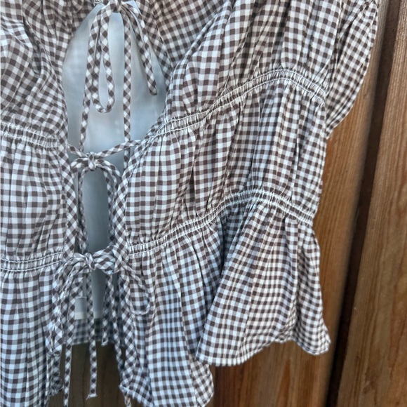 Brown Gingham Ruffle Tank A&F - Picture 3 of 4